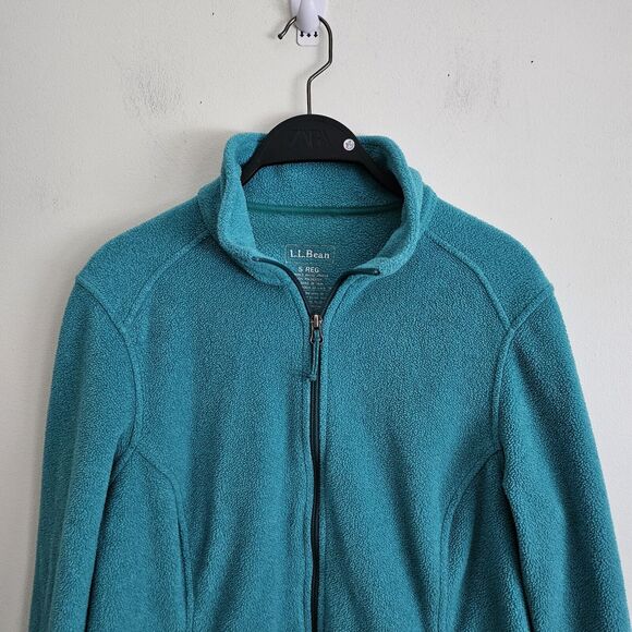 L.L. Bean Fleece Jacket WOMEN'S S Lightweight Fitted Full Zip Long Sleeve Teal - Picture 3 of 6